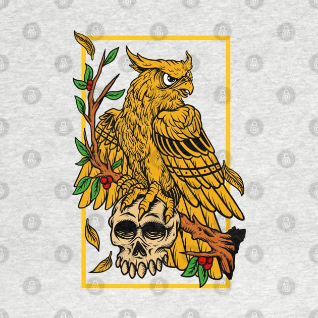 eagle skull hand drawn illustration by Mako Design 